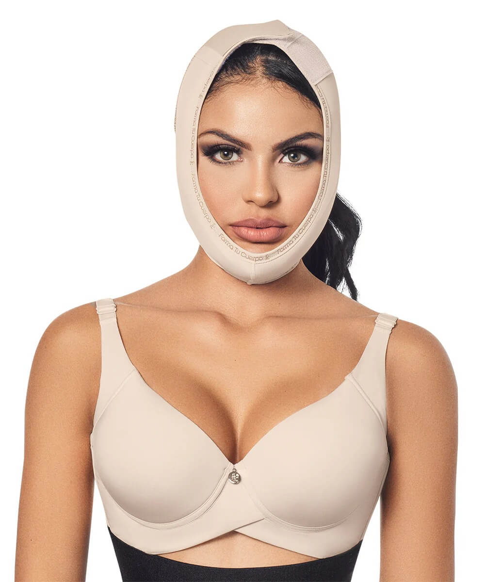 Faja facial post quirúrgica mentonera: Chin lift & soporte cuello : Ideal para lipopapada ( Ref. C-050 )