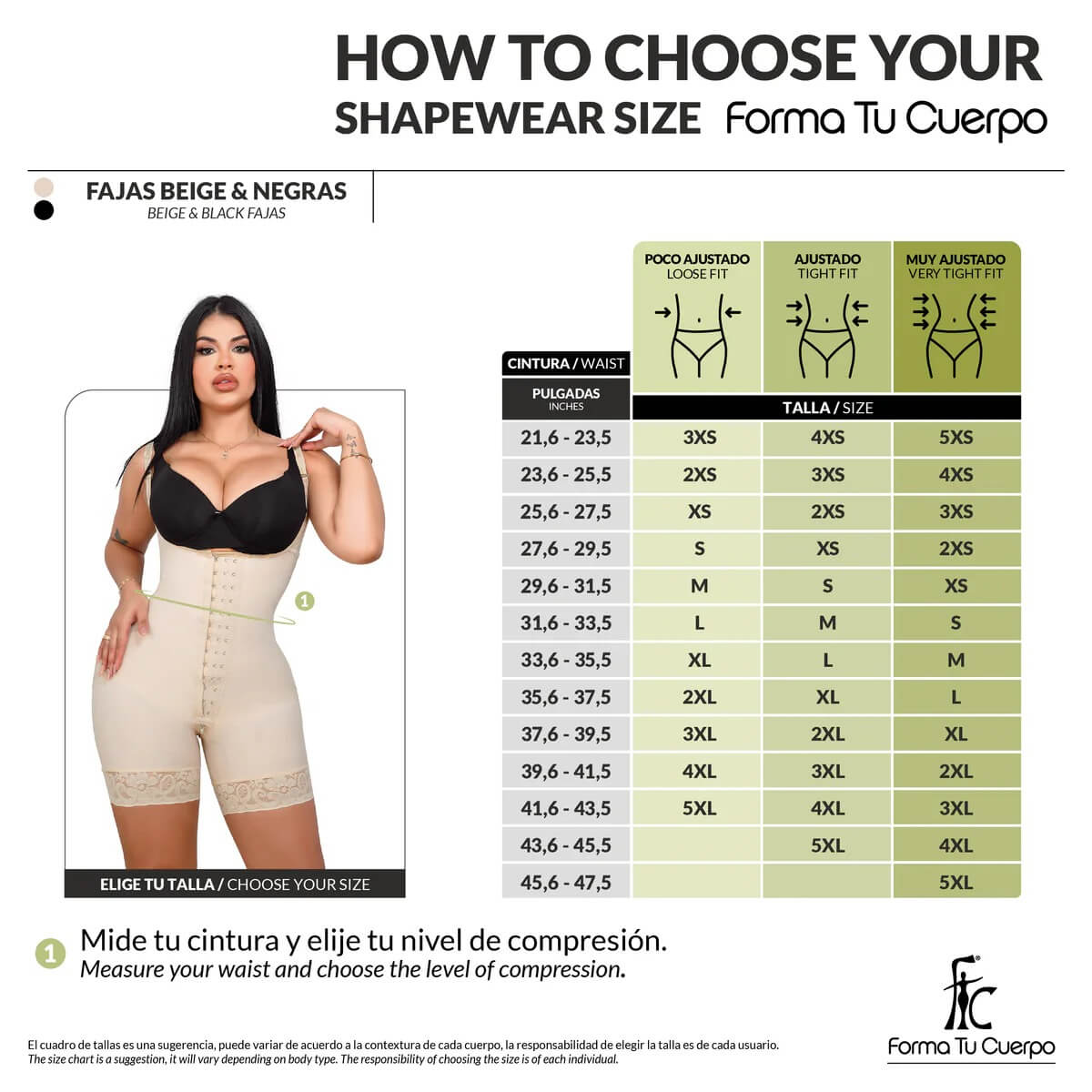 Faja moldeadora reloj de arena control abdomen - media pierna con tiras, cremalleras y broche central ( Ref. O-011 / O-211 )
