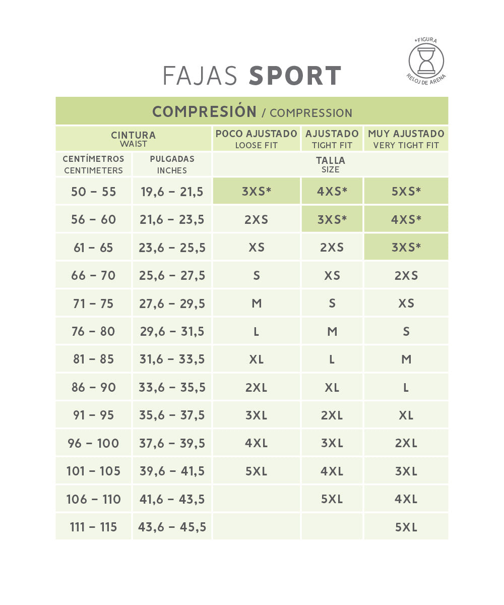 Fajas sport tallas