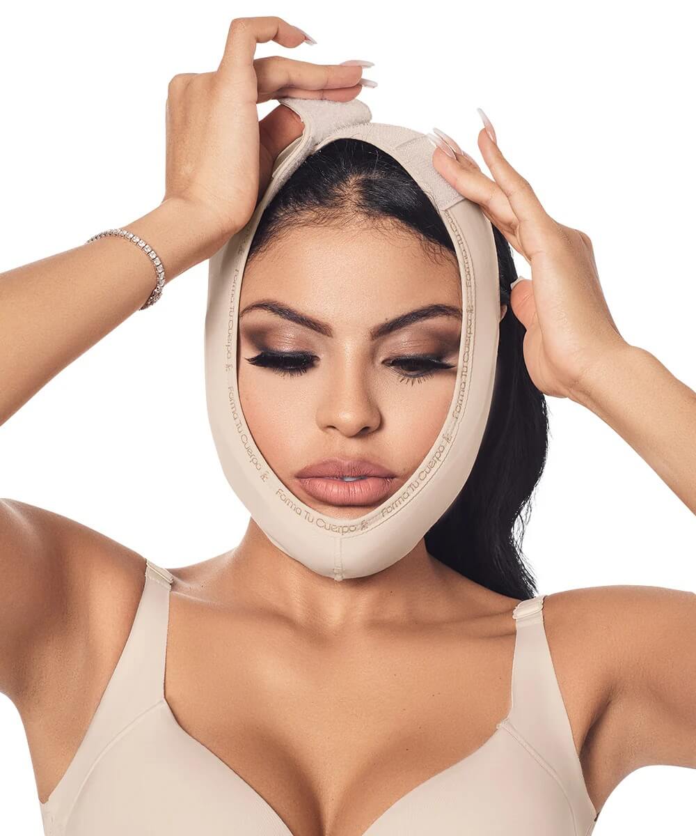 Faja facial post quirúrgica mentonera:  Chin lift & soporte cuello : Ideal para lipopapada ( Ref. C-050 )