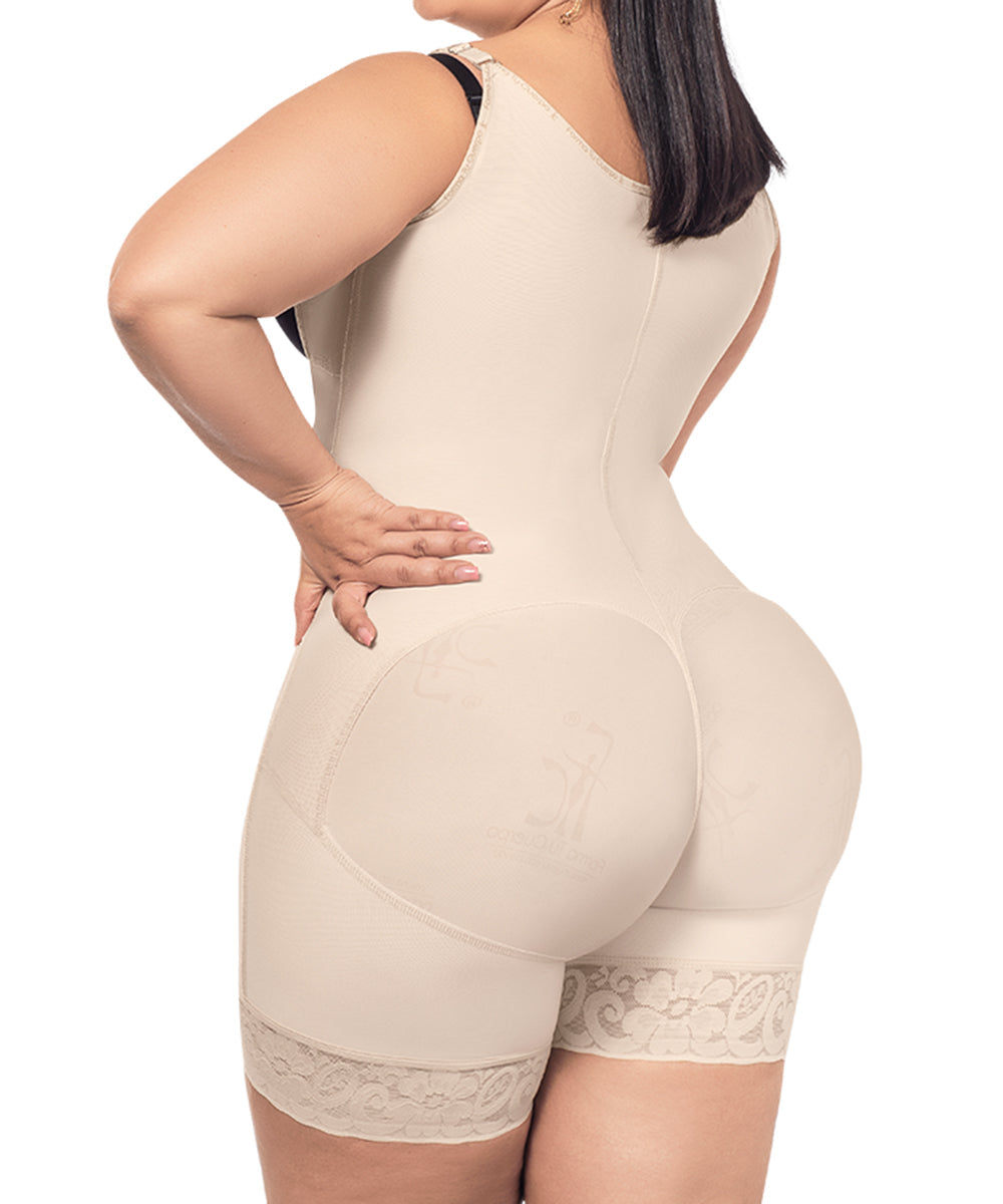 Faja moldeadora control abdomen - media pierna con tiras y cremallera lateral (Ref. O-010 / O-016)