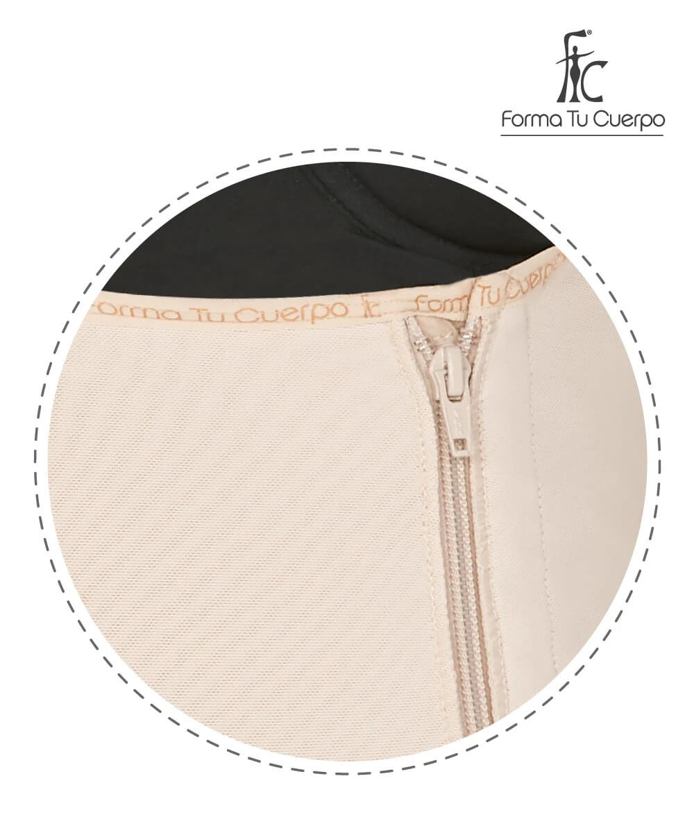 Faja moldeadora con manga corta hasta la rodilla y  cremallera lateral ( Ref. O-024 )