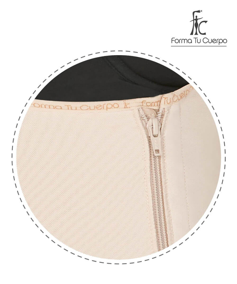 Faja moldeadora control abdomen - media pierna con tiras y cremallera lateral (Ref. O-010 / O-016)